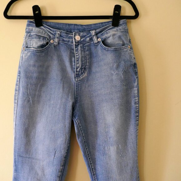 Koinshha Womens High Waisted Jeans Flare Stretch Boyfriend Bootcut Casual Denim - Picture 3 of 3